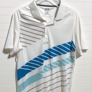 Oakley Blue/White Sport Performance Easy Care Golf/Tennis Polo Shirt Men's M